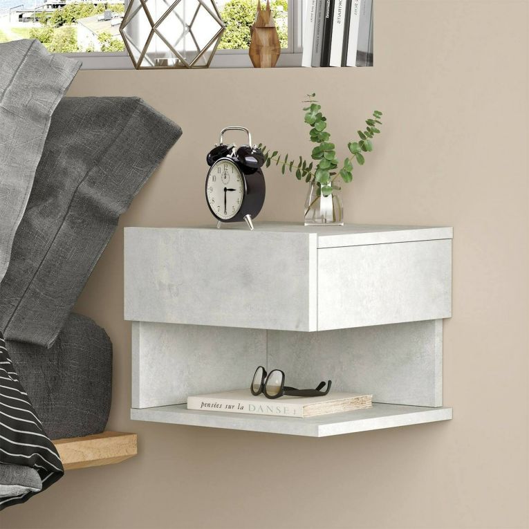 Comodino in legno argento 40x31x35h cm - Lira