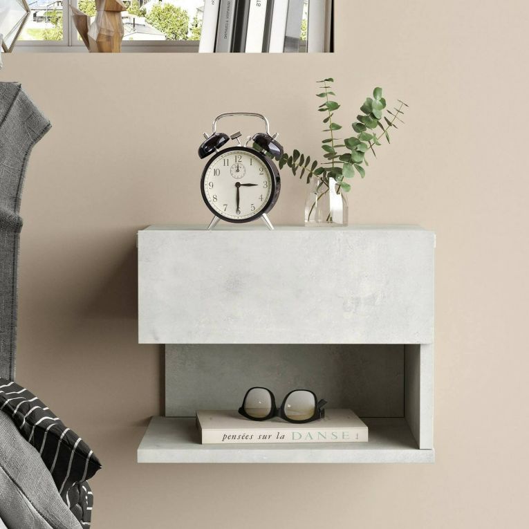 Comodino in legno argento 40x31x35h cm - Lira