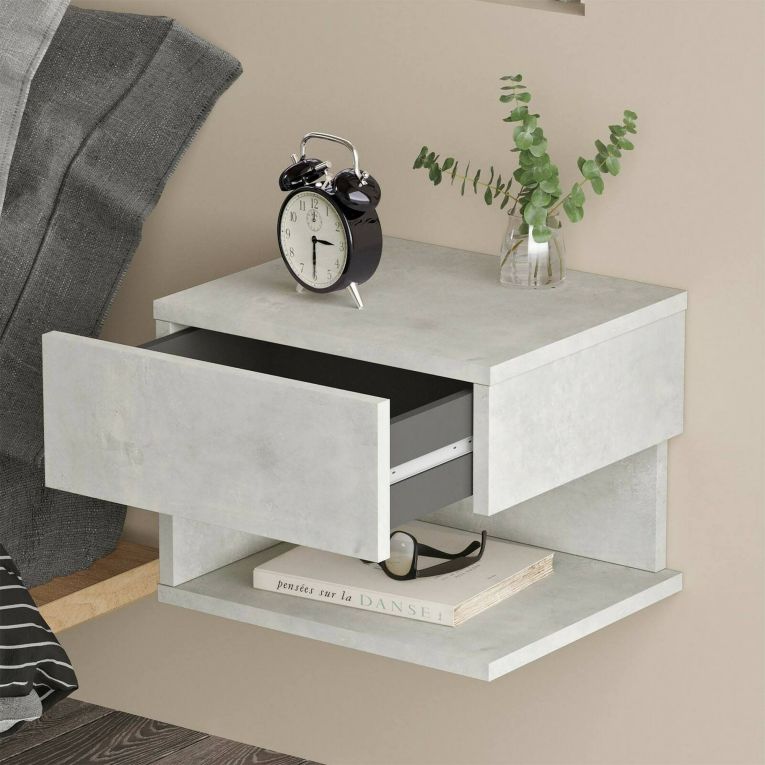 Comodino in legno argento 40x31x35h cm - Lira