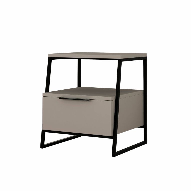 Comodino in legno beige e nero 45x41x50h cm - Rosita