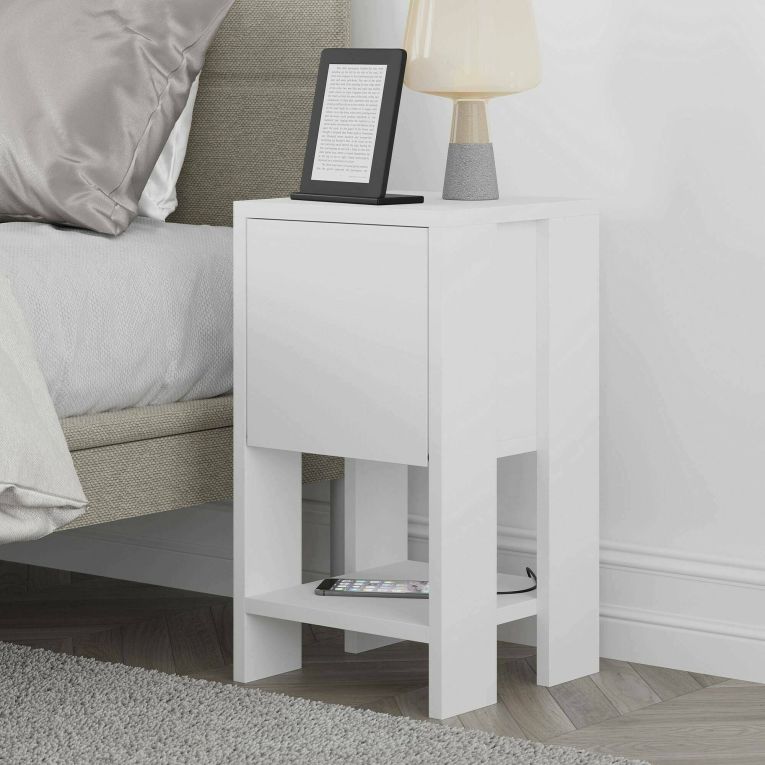 Comodino in legno bianco 30x30x55h cm - Filippa