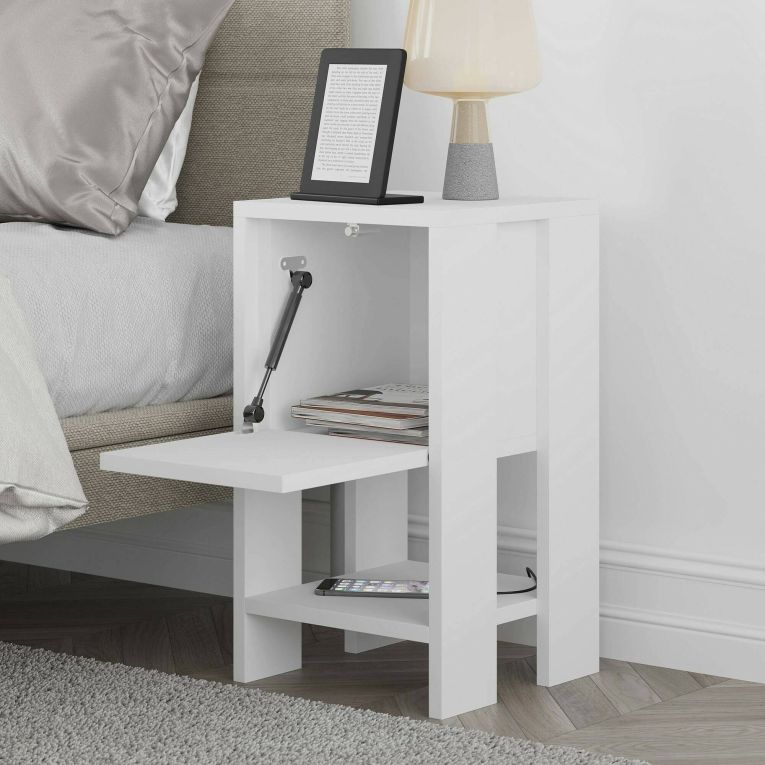 Comodino in legno bianco 30x30x55h cm - Filippa