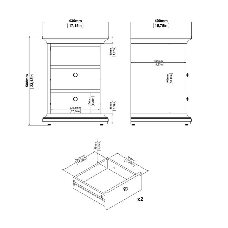 Comodino in legno bianco 43x40x58h cm - Alichin