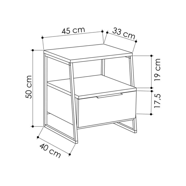 Comodino in legno bianco 45x40x50h cm - Alonso