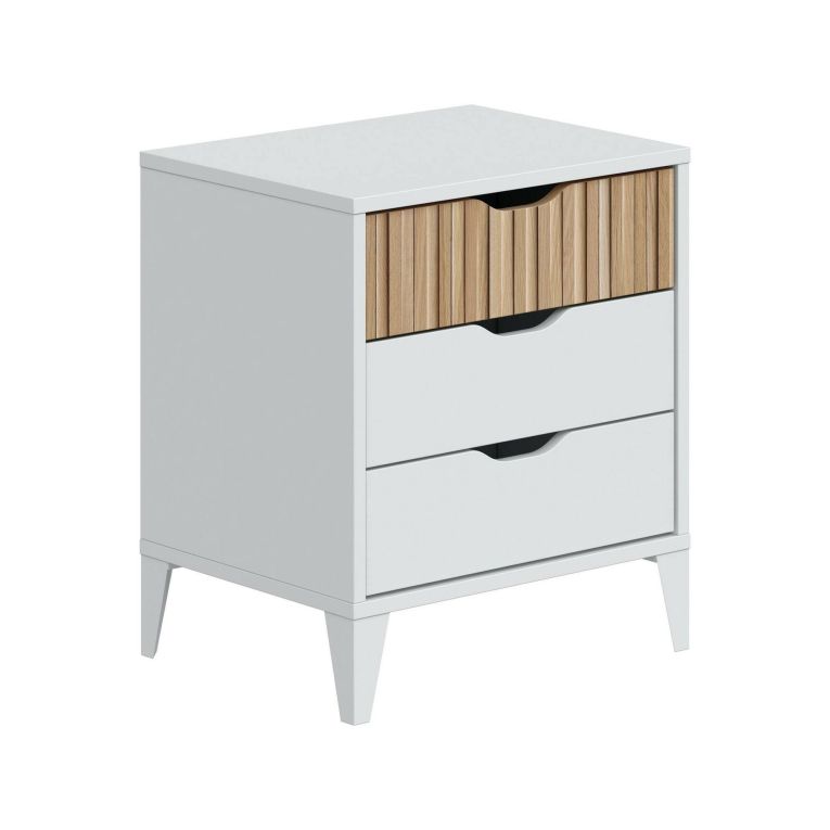 Comodino in legno bianco e rovere 44x33x50h cm - Jessa