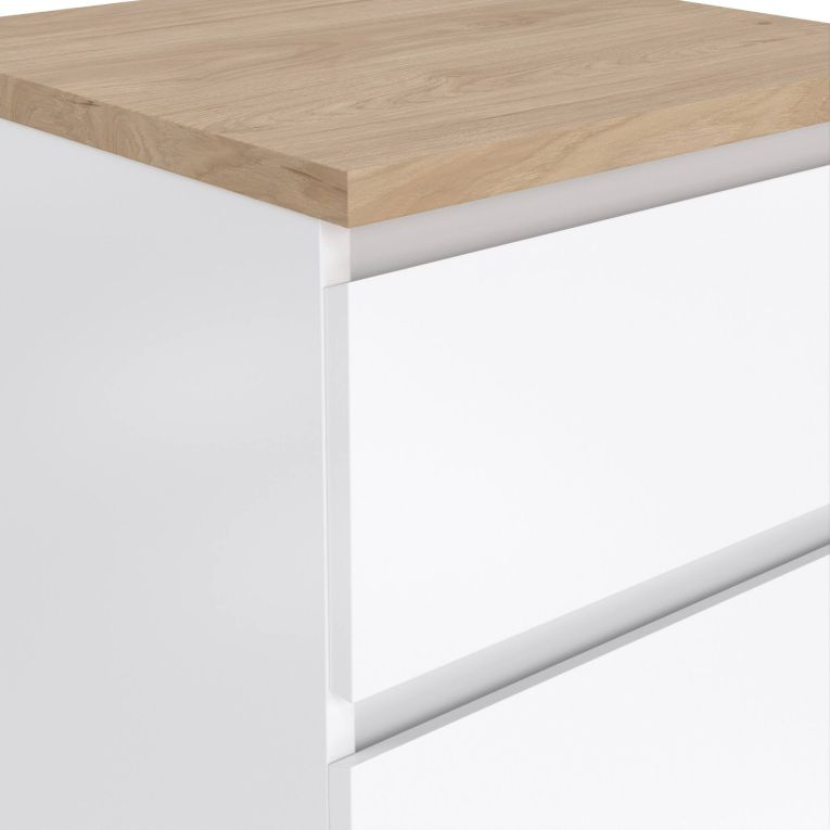 Comodino in legno bianco lucido e rovere 40x40x70h cm - Delfini