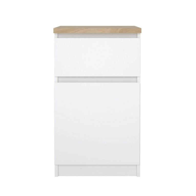 Comodino in legno bianco lucido e rovere 40x40x70h cm - Delfini