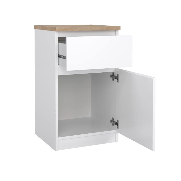 Comodino in legno bianco lucido e rovere 40x40x70h cm - Delfini