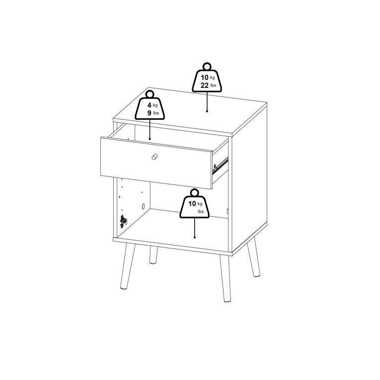 Comodino in legno grigio 50x39x72h cm - Antenati