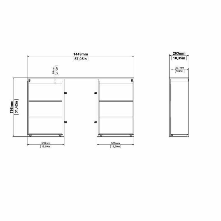 Comodino in legno nero 144x26x79h cm - Arnaboldi