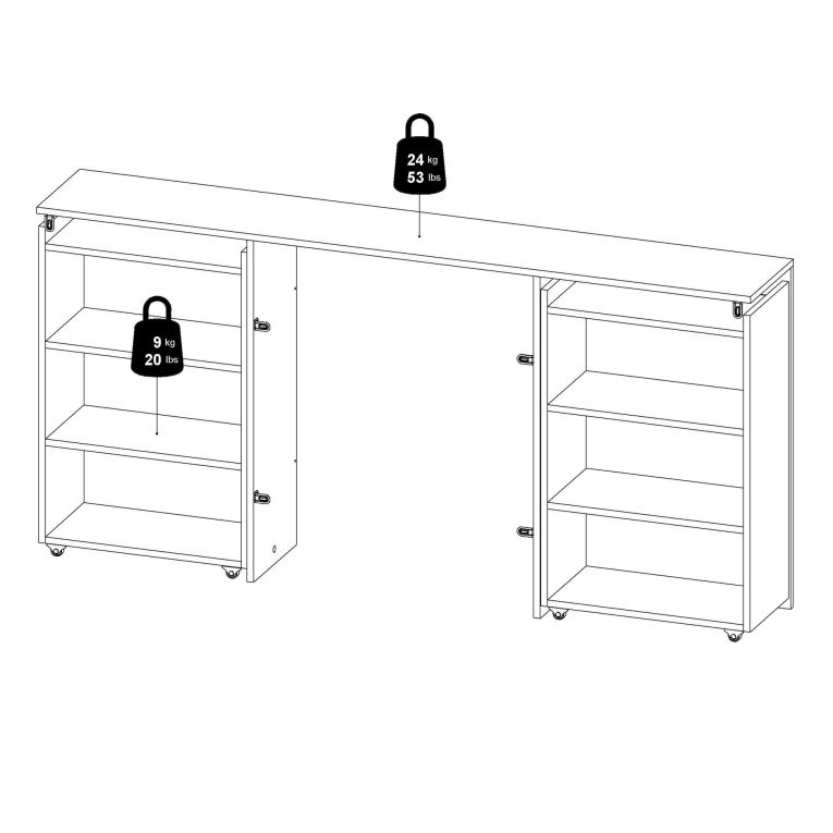 Comodino in legno nero 164x26x79h cm - Shary