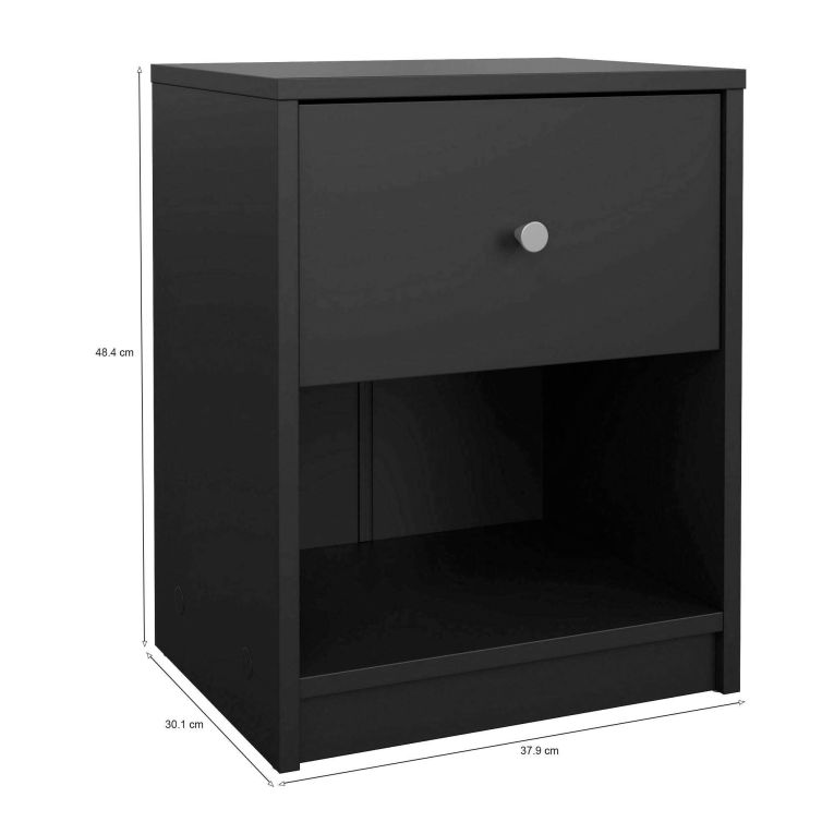 Comodino in legno nero 37x30x48h cm - Kastri