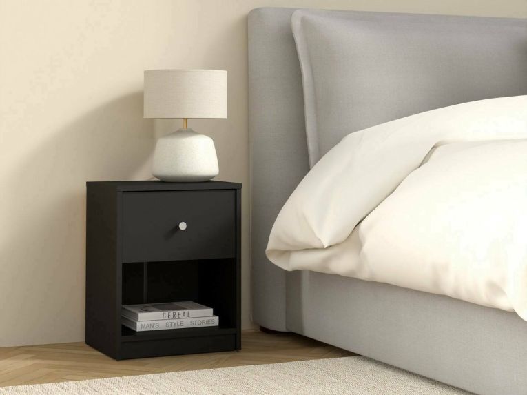 Comodino in legno nero 37x30x48h cm - Kastri