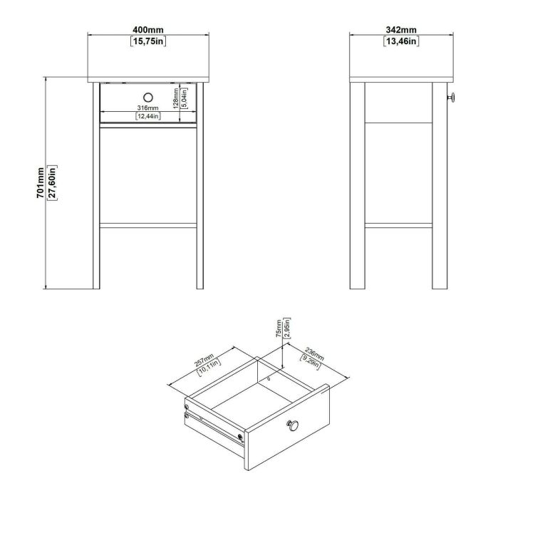 Comodino in legno nero 40x34x70h cm - Inday