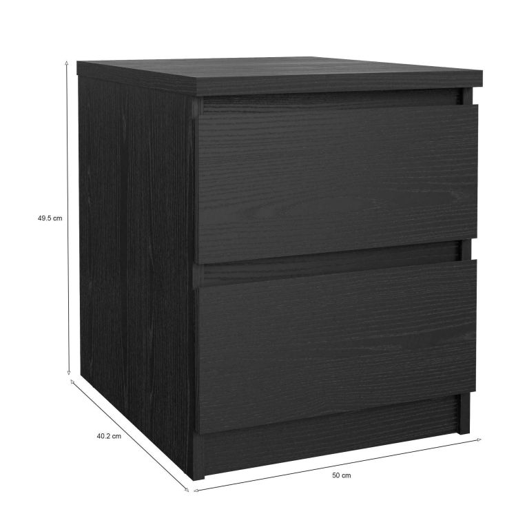 Comodino in legno nero 50x40x49h cm - Daiki