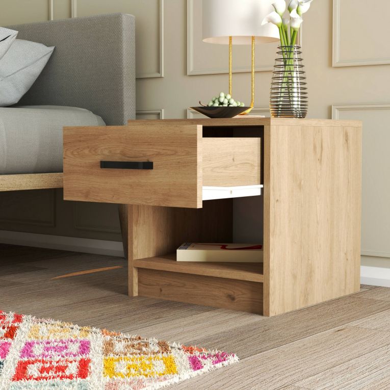 Comodino in legno quercia 52x45x46h cm - Noul