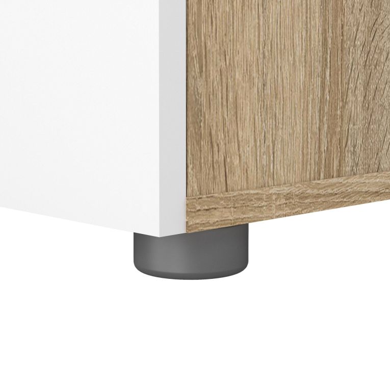 Comodino in legno quercia e bianco lucido 40x40x42h cm - Apolla