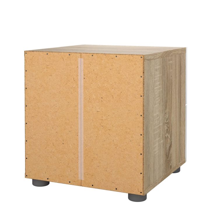 Comodino in legno quercia e bianco lucido 40x40x42h cm - Apolla