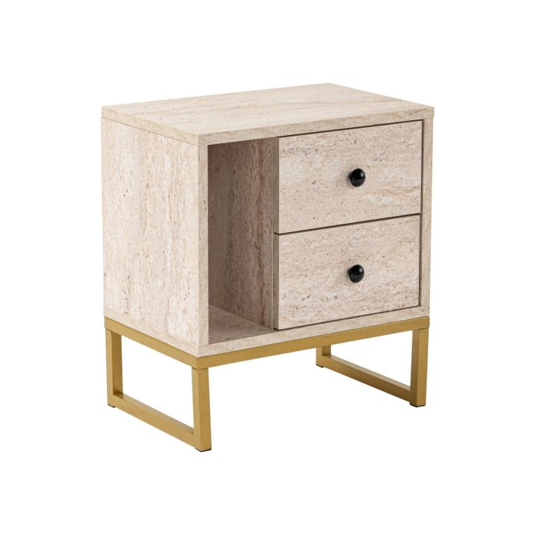 Comodino industrial beige e oro 45x29x50h cm - Rhiannon