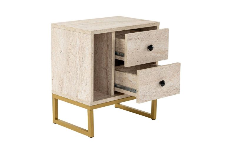 Comodino industrial beige e oro 45x29x50h cm - Rhiannon