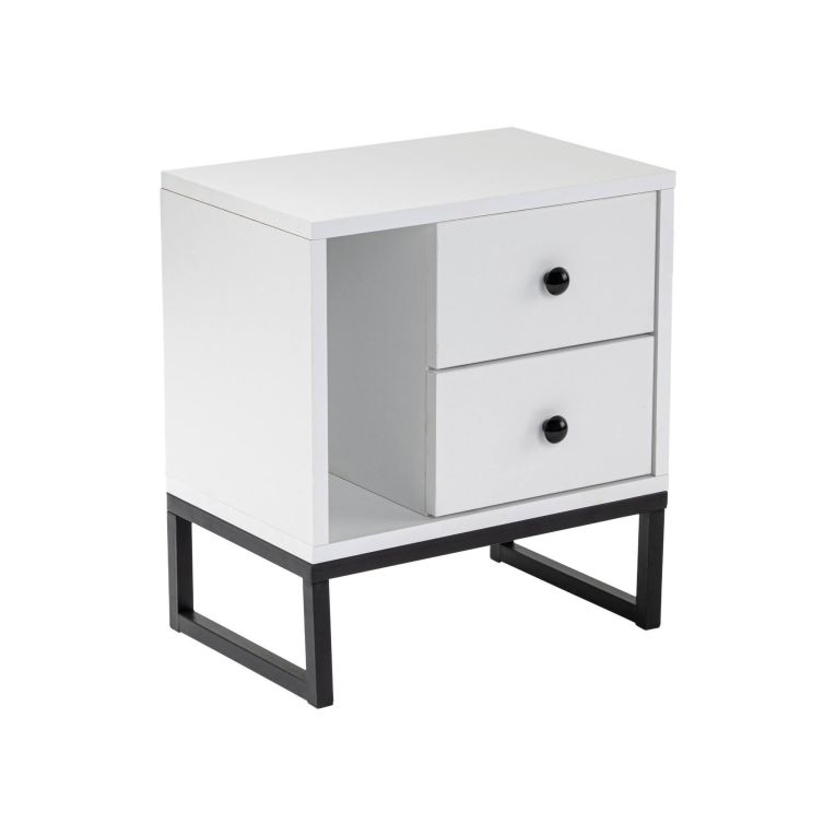 Comodino industrial bianco e nero 45x29x50h cm - Rhiannon