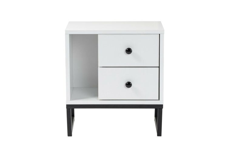 Comodino industrial bianco e nero 45x29x50h cm - Rhiannon