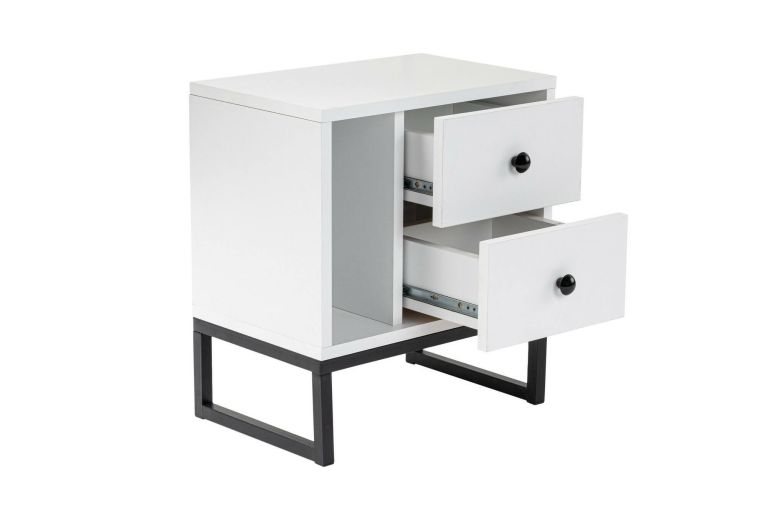 Comodino industrial bianco e nero 45x29x50h cm - Rhiannon