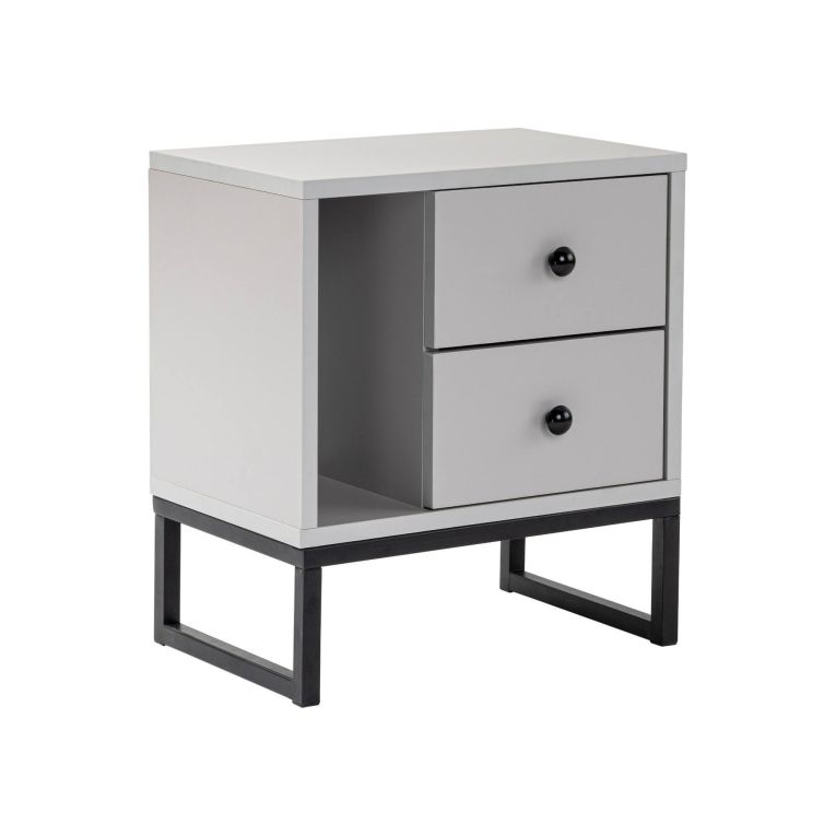 Comodino industrial grigio e nero 45x29x50h cm - Rhiannon