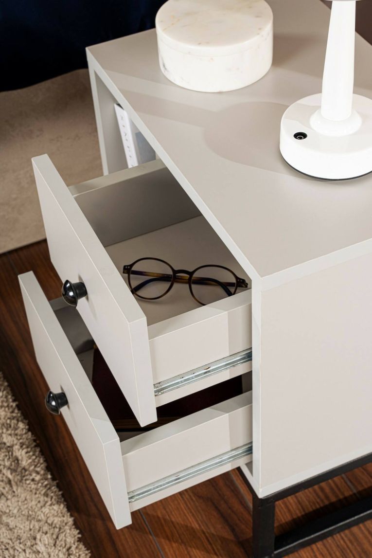 Comodino industrial grigio e nero 45x29x50h cm - Rhiannon