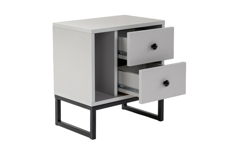 Comodino industrial grigio e nero 45x29x50h cm - Rhiannon