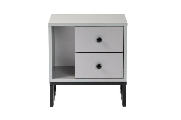 Comodino industrial grigio e nero 45x29x50h cm - Rhiannon