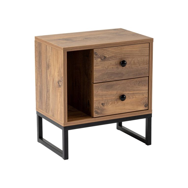 Comodino industrial legno e nero 45x29x50h cm - Rhiannon