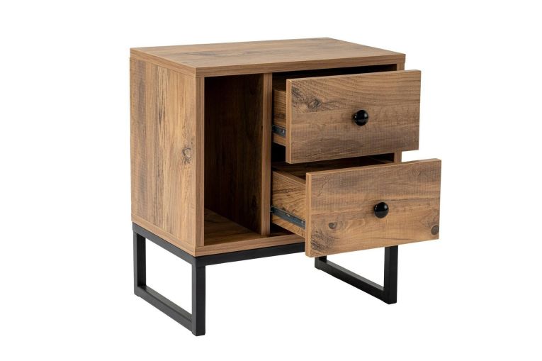 Comodino industrial legno e nero 45x29x50h cm - Rhiannon