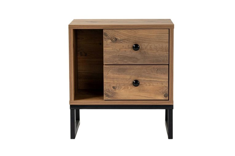 Comodino industrial legno e nero 45x29x50h cm - Rhiannon