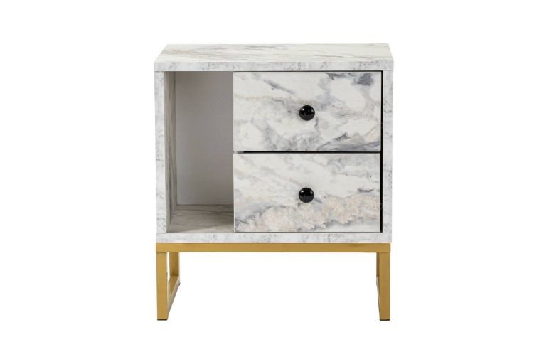 Comodino industrial marmo e oro 45x29x50h cm - Rhiannon