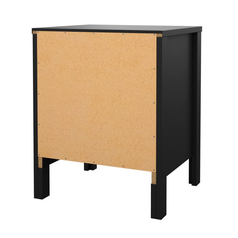 Comodino Janette, Comò basso, Tavolino da notte, Mensola da letto, 38x44 h54 cm, Nero