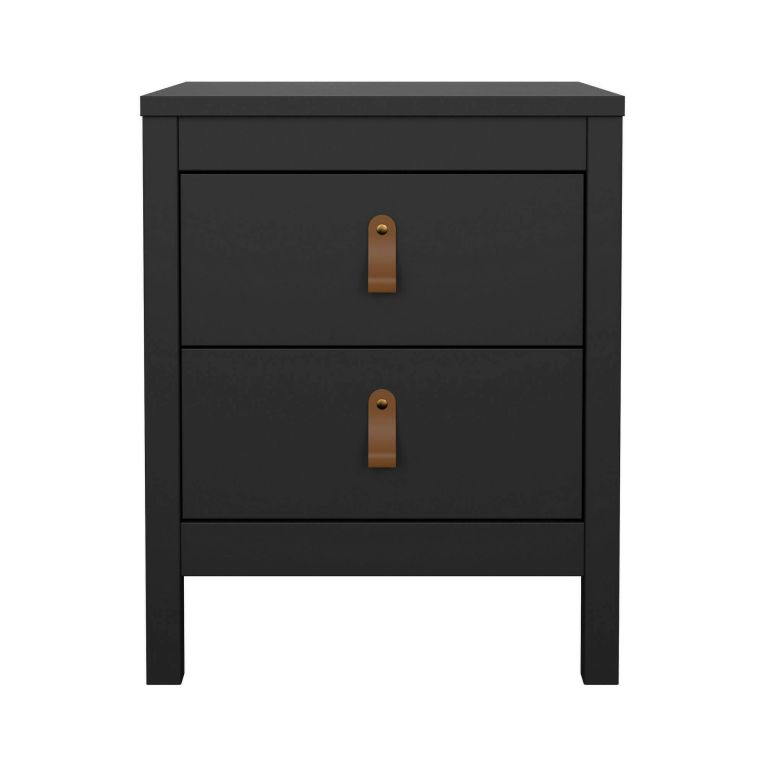 Comodino Janette, Comò basso, Tavolino da notte, Mensola da letto, 38x44 h54 cm, Nero