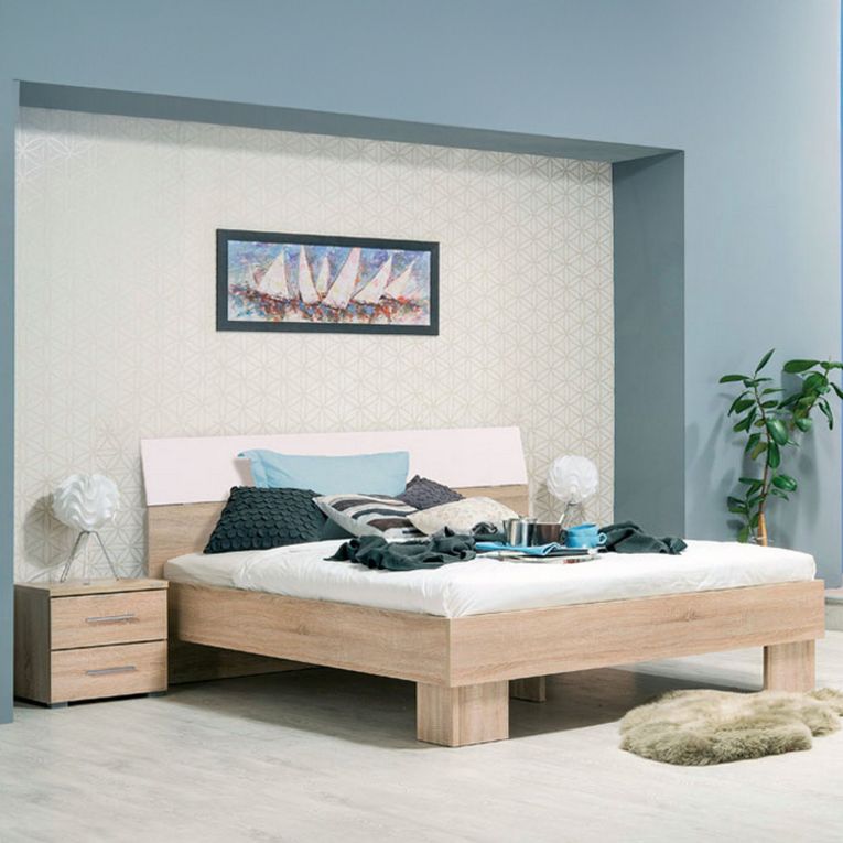 Comodino Marrone 2 Cassetti un Ripiano 44.5x33.5x43h cm, Apertura Scorrevole - Colliano