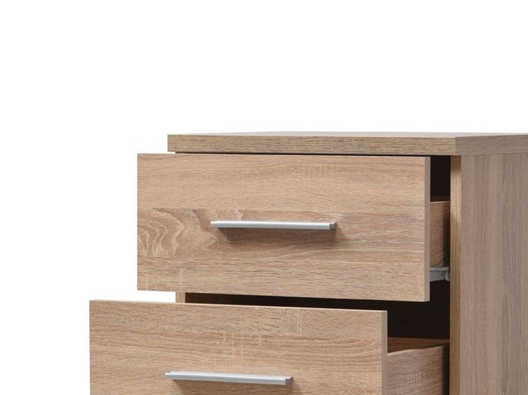 Comodino Marrone 2 Cassetti un Ripiano 44.5x33.5x43h cm, Apertura Scorrevole - Colliano