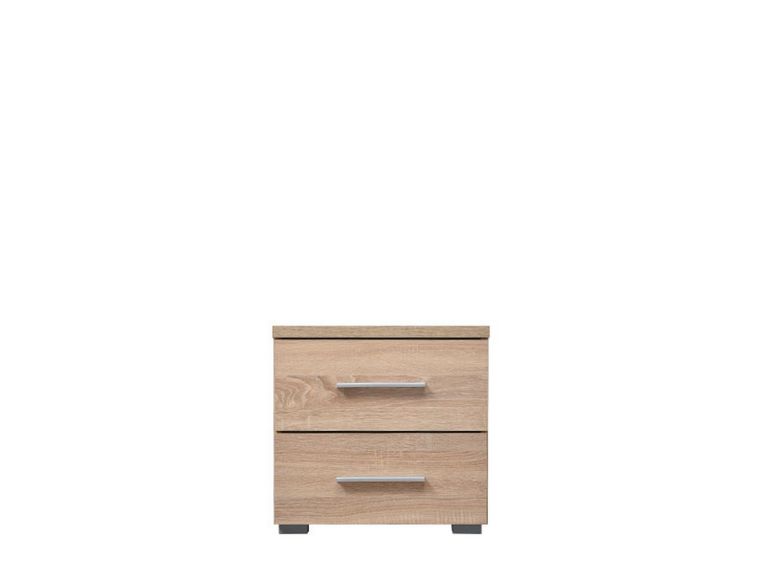 Comodino Marrone 2 Cassetti un Ripiano 44.5x33.5x43h cm, Apertura Scorrevole - Colliano