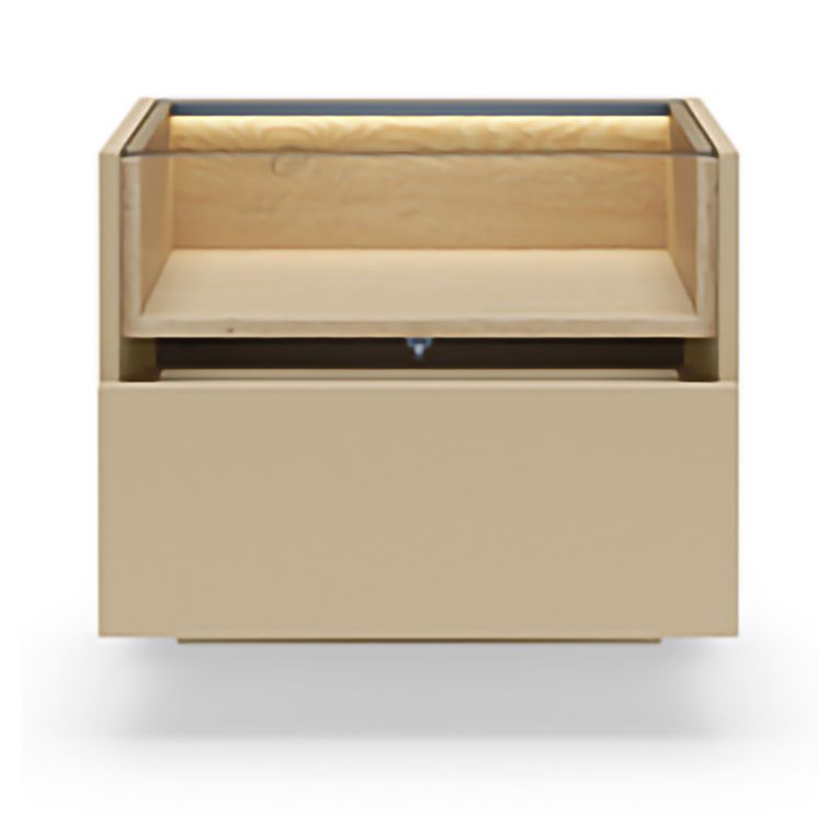 Comodino Marrone Chiaro Marrone Rovere un Cassetto 2 Ripiani 53x40x43h cm, Apertura Push-pull - Veirra