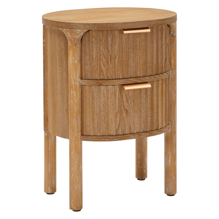 Comodino Marrone Ciliegio oro 2 Cassetti un Ripiano 38x35x52h cm, Apertura Scorrevole - Falile