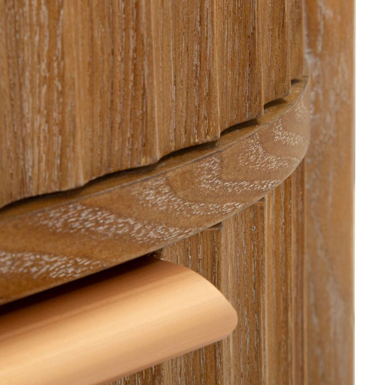 Comodino Marrone Ciliegio oro 2 Cassetti un Ripiano 38x35x52h cm, Apertura Scorrevole - Falile