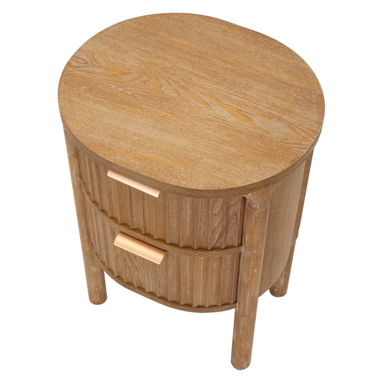 Comodino Marrone Ciliegio oro 2 Cassetti un Ripiano 38x35x52h cm, Apertura Scorrevole - Falile