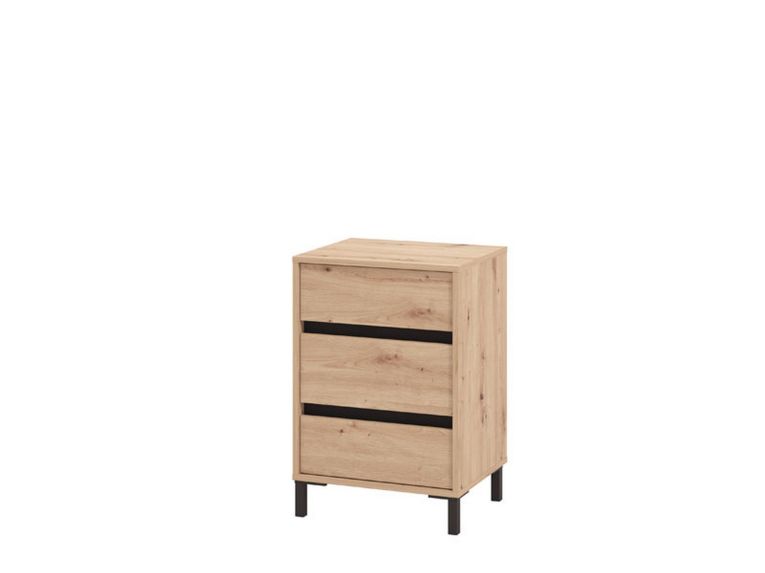 Comodino Marrone Nero un Ripiano 3 Cassetti 48x40x71h cm, Apertura Scorrevole - Combatte