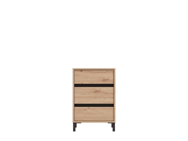 Comodino Marrone Nero un Ripiano 3 Cassetti 48x40x71h cm, Apertura Scorrevole - Combatte