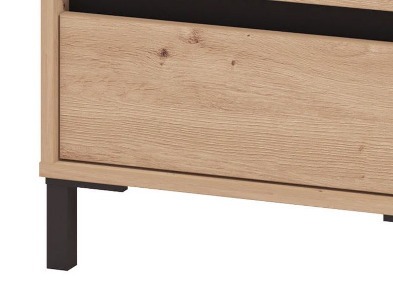 Comodino Marrone Nero un Ripiano 3 Cassetti 48x40x71h cm, Apertura Scorrevole - Combatte