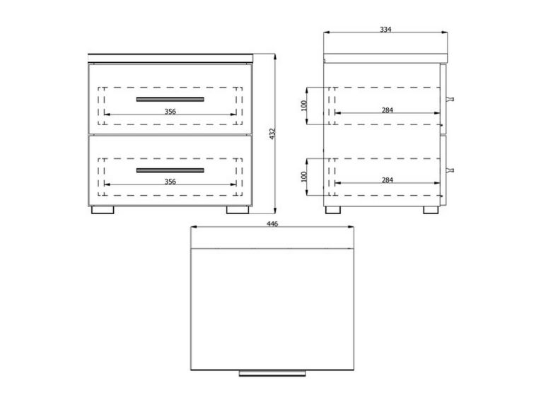 Comodino Marrone Noce Grigio 2 Cassetti un Ripiano 44.5x33.5x43h cm, Apertura Scorrevole - Colliano