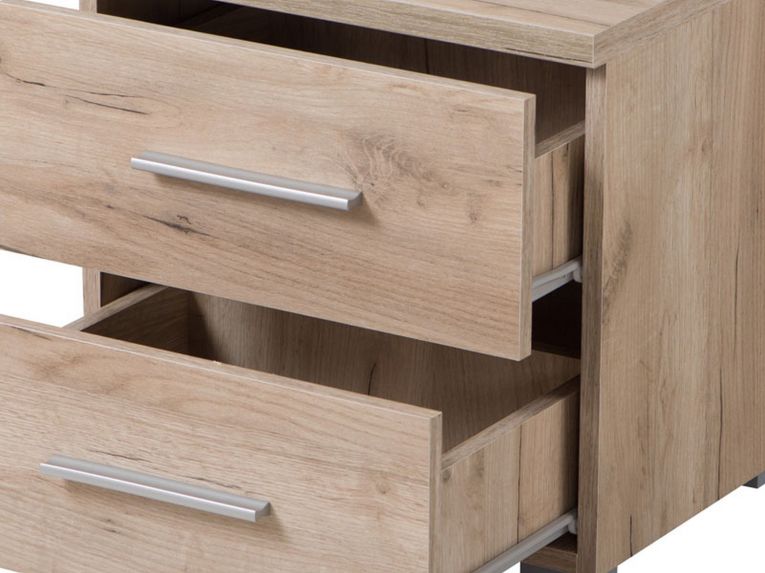 Comodino Marrone Noce Grigio 2 Cassetti un Ripiano 44.5x33.5x43h cm, Apertura Scorrevole - Colliano