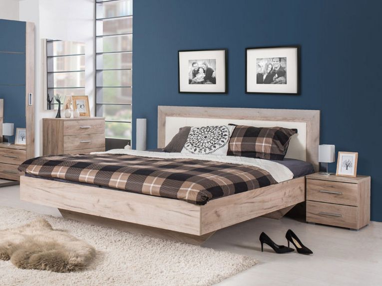 Comodino Marrone Noce Grigio 2 Cassetti un Ripiano 44.5x33.5x43h cm, Apertura Scorrevole - Colliano